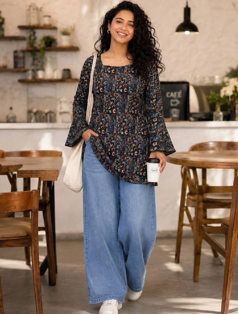 Women floral printed flared sleeves floral kurta
