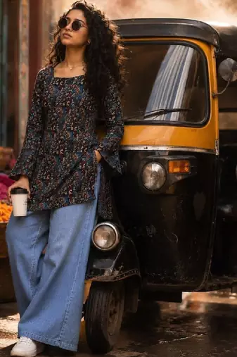 Women floral printed flared sleeves floral kurta