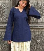 Women bell sleeves handloom kurta