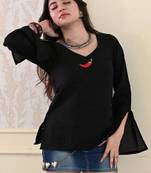 Women embellished flared sleeves thread work handloom kurta