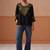 Women ethnic motifs embroidered flared sleeves thread work kurta