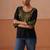 Women ethnic motifs embroidered flared sleeves thread work kurta