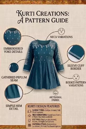 Women ethnic motifs embroidered thread work kurta