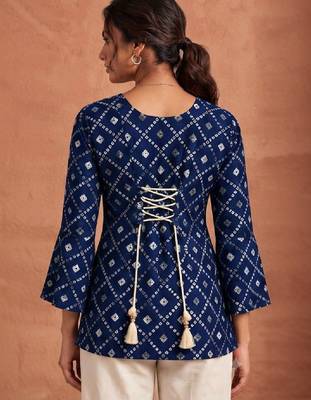 Women ethnic motifs printed flared sleeves kurta 2