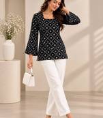 Women bandhani printed flared sleeves kurta