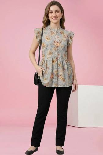 Women floral printed flared sleeves floral kurta