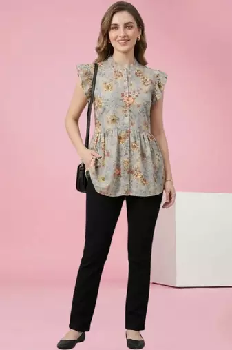 Women floral printed flared sleeves floral kurta