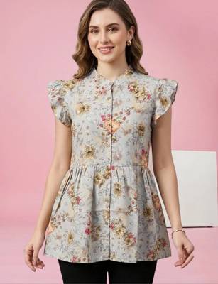 Women floral printed flared sleeves floral kurta 2