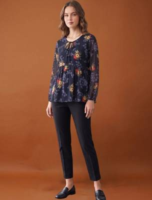 Women floral printed flared sleeves floral georgette kurta 1