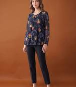 Women floral printed flared sleeves floral georgette kurta