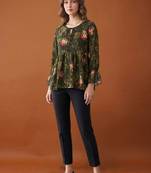 Women floral printed flared sleeves floral georgette kurta