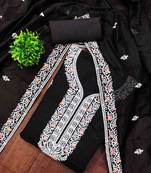 Black chanderi embroidered unstitched dressmaterials 3 pair top bottom dupptaa