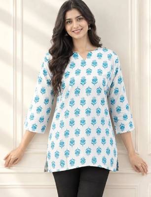 Women floral printed indie prints kurta 4