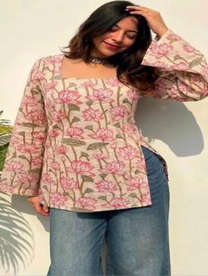 Women floral printed flared sleeves floral kurta 1