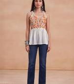 Women floral embroidered thread work floral georgette kurta