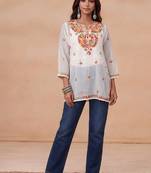 Women ethnic motifs embroidered thread work georgette kurta