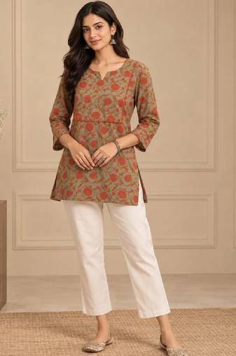 Women floral printed indie prints kurta