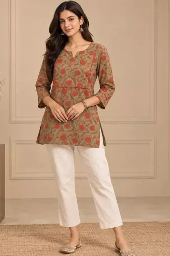 Women floral printed indie prints kurta