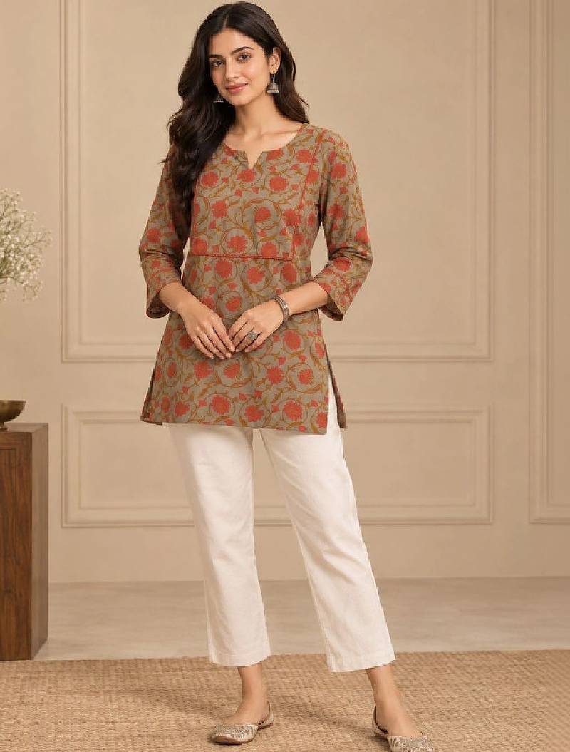 Women floral printed indie prints kurta