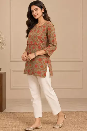 Women floral printed indie prints kurta