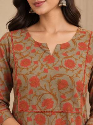 Women floral printed indie prints kurta 4