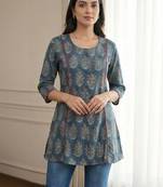 Floral print ethnic cotton blend kurta