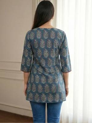 Floral print ethnic cotton blend kurta 3