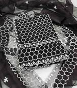 black organza embroidered unstitched dressmaterials 3 pair top bottom dupptaa