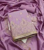 lavender cotton blend embroidered unstitched dressmaterials 3 pair top bottom dupptaa