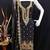 black georgette embroidered unstitched dressmaterials 3 pair top bottom dupptaa