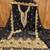 black georgette embroidered unstitched dressmaterials 3 pair top bottom dupptaa