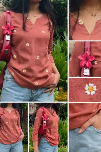Women floral embroidered floral kurta