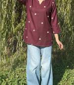 Women floral embroidered thread work floral kurta