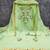 green georgette embroidered unstitched dressmaterials 3 pair top bottom dupptaa