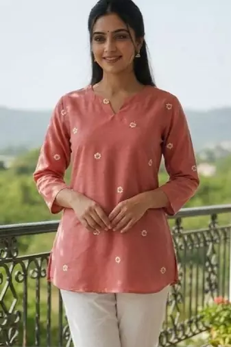 Women floral embroidered thread work floral kurta