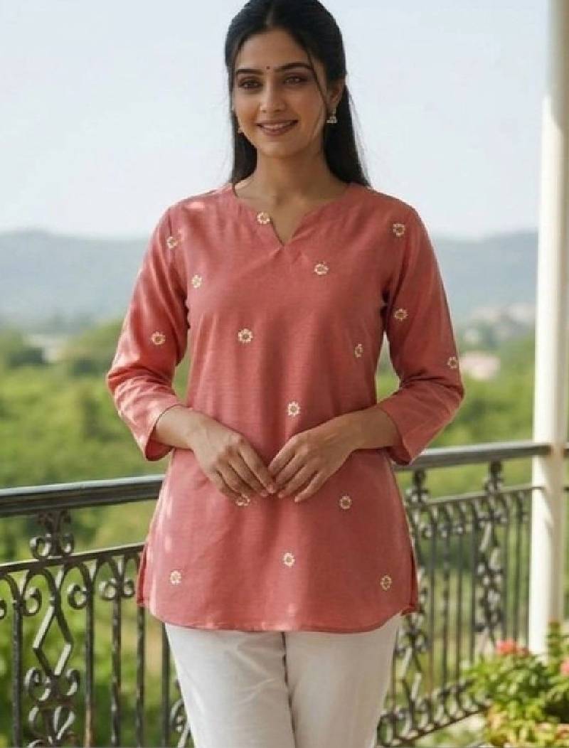 Women floral embroidered thread work floral kurta