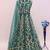 Teal embroidered butterfly net anarkali suit