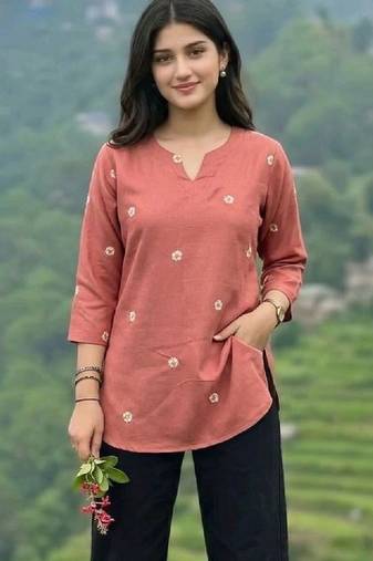 Women floral embroidered thread work floral kurta