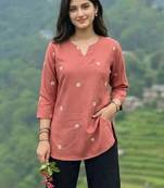 Women floral embroidered thread work floral kurta