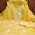 yellow chanderi embroidered unstitched dress materials 3 pair top bottom dupatta