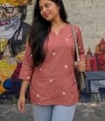 Women floral embroidered thread work floral kurta