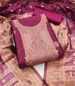 pink silk blend embroidered unstitched dressmaterials 3 pair top bottom dupptaa