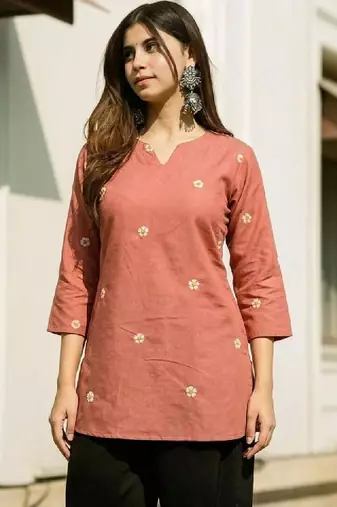 Women floral embroidered thread work floral kurta