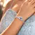 Blue Sapphire CZ Leaf Bracelet, Silver Plated Art Deco Crystal Wrist Cuff