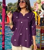 Women floral embroidered thread work floral kurta