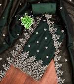 green chanderi embroidered unstitched dress materials 3 pair top bottom dupatta