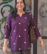 Women floral embroidered thread work floral kurta