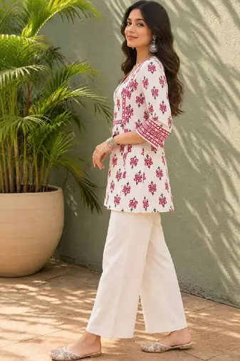 Women ethnic motifs printed indie prints kurta