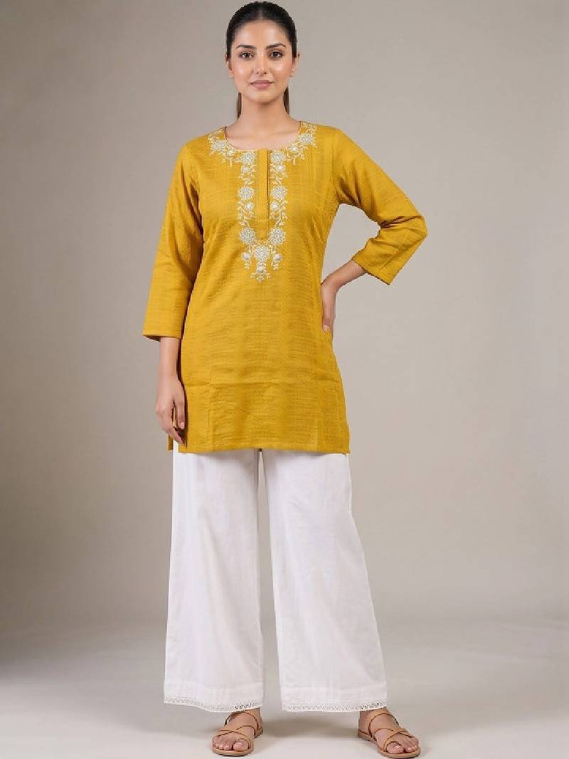 Women embroidered thread work handloom kurta
