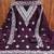 wine chanderi embroidered unstitched dress materials 3 pair top bottom dupatta